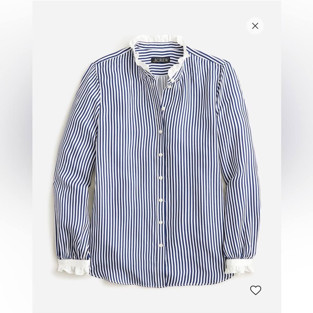J.Crew crepey ruffle trim shirt